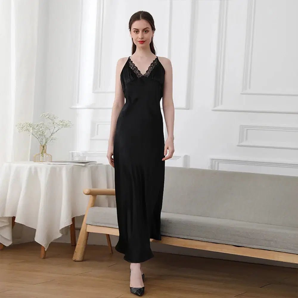 19mm Mulberry Silk Nightgown, Sleeveless V-Neck Sleepwear Pearl Windia