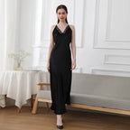 19mm Mulberry Silk Nightgown, Sleeveless V-Neck Sleepwear Black Windia