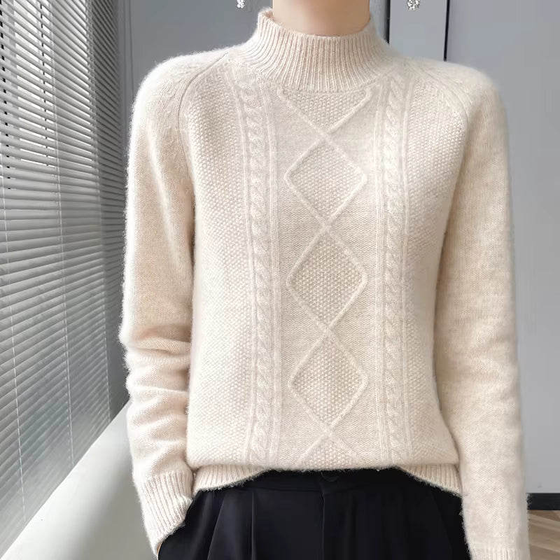 Women's Thick Wool Knit Sweater | Warm Winter Round-Neck Pullover