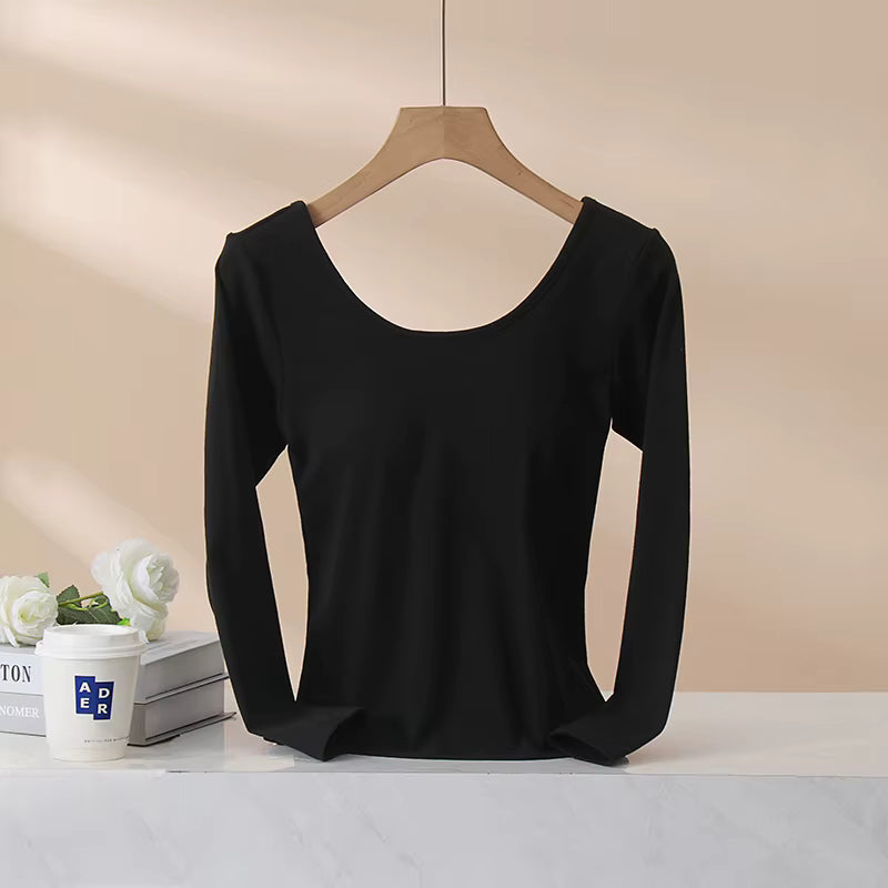Women's Long-Sleeve Top with Built-In Bra