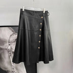 Women's Genuine Leather High-Waist A-Line Skirt | Windia
