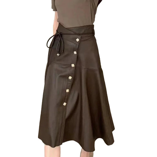 Women's Genuine Leather High-Waist A-Line Skirt | Windia