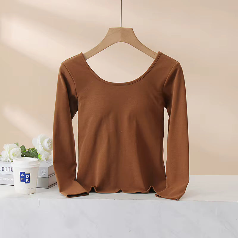 Women's Long-Sleeve Top with Built-In Bra