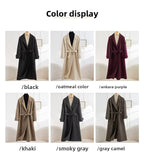 Women's Long Wool Coat | Double-Breasted V-Neck | Windia