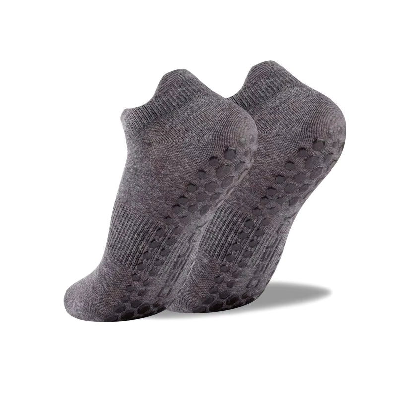 Women's Gray Ankle Grip Socks for Yoga, Pilates & Barre 