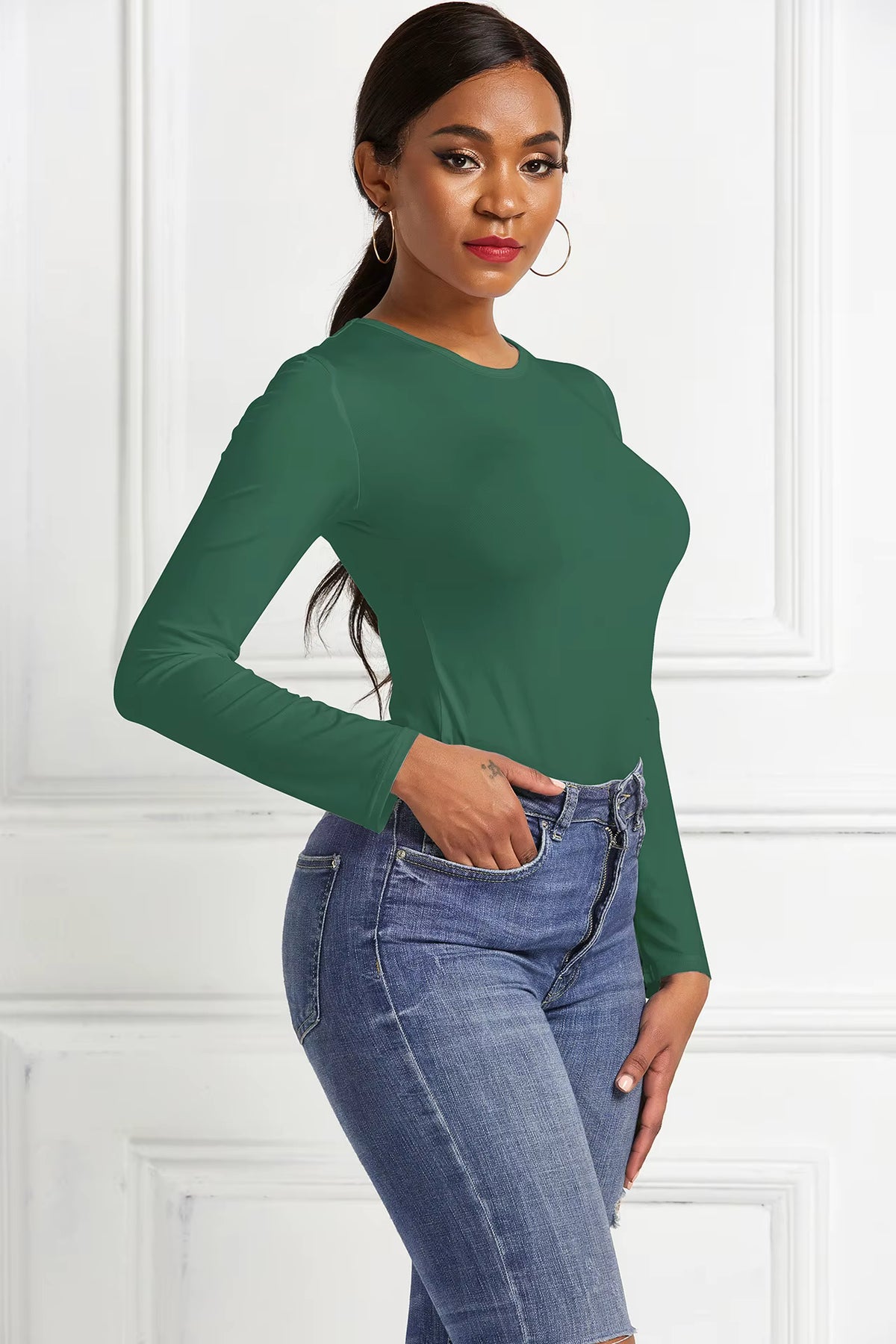 Women's Long-Sleeve Bodycon Jumpsuit