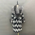 Fox Fur Collar & Cuffs Women's Cashmere Wool Overcoat – Handmade Houndstooth Winter Coat