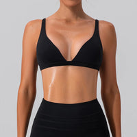 High Support Sports Bra for Women – Deep V Wireless Yoga & Gym Bra