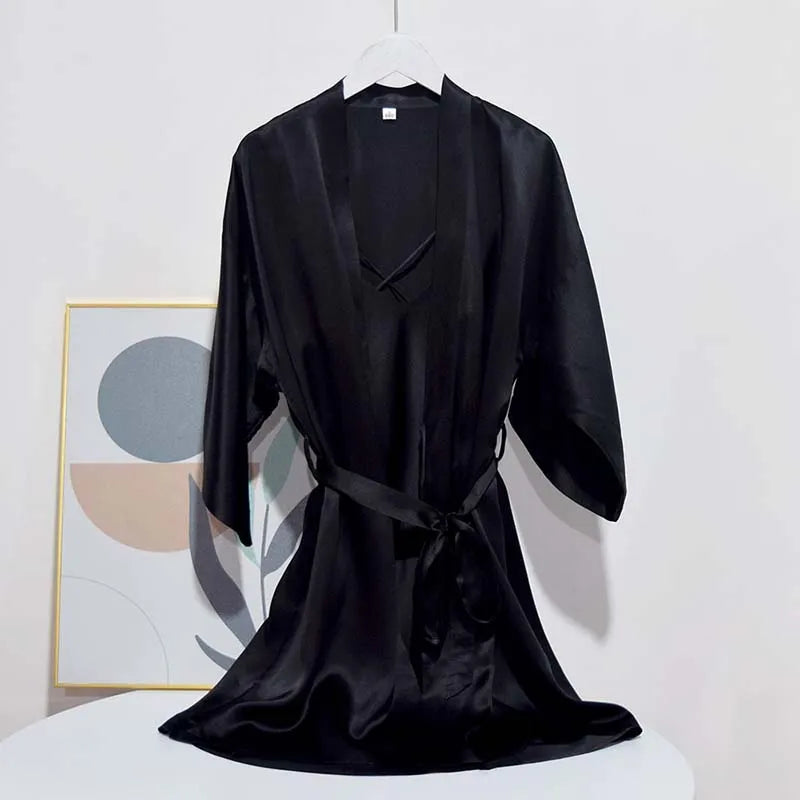 Heißer Verkauf Hohe Qualität Benutzerdefinierte Feste Pyjama Set Damen Seidenschlafanzug Roben Set für Frauen Robe 2-teiliges Set