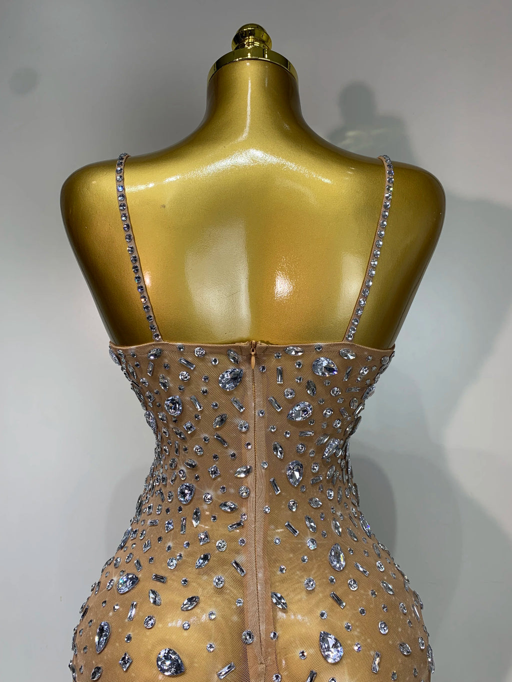 Women's Rhinestone Mesh Bodycon Evening Gown