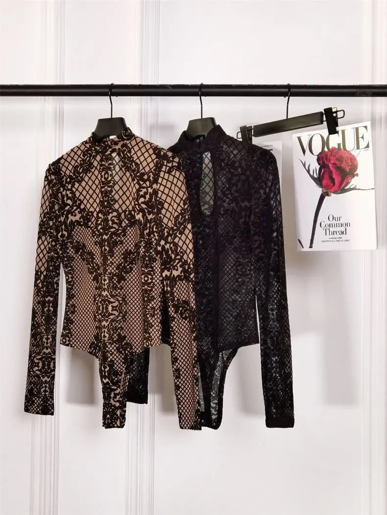 Women's Lace Mesh Jumpsuit