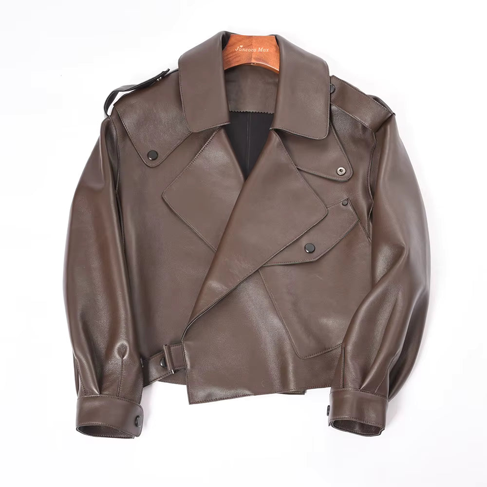 Sheepskin Leather Bomber Jacket - Windia