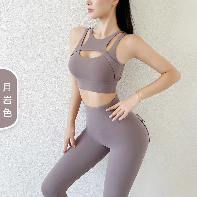 High Stretch Push Up Sports Bra – Hollow Breathable Yoga & Running Bra