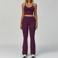 Contrast Colour Yoga Two-Piece Set — Seamless Vest & High-Waist Pants for Women