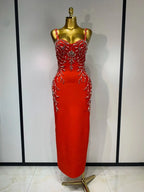 Women's Black Bandage Maxi Dress – Bodycon V-Neck Beading Evening Party Dress