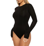 Women's Silk Bodysuit Long Sleeve Jumpsuit – Skinny Fit Romper