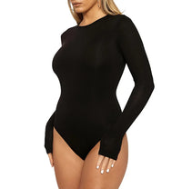 Women's Silk Bodysuit Long Sleeve Jumpsuit – Skinny Fit Romper