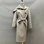 Women's Oversized Belted Scarf-Collar Coat