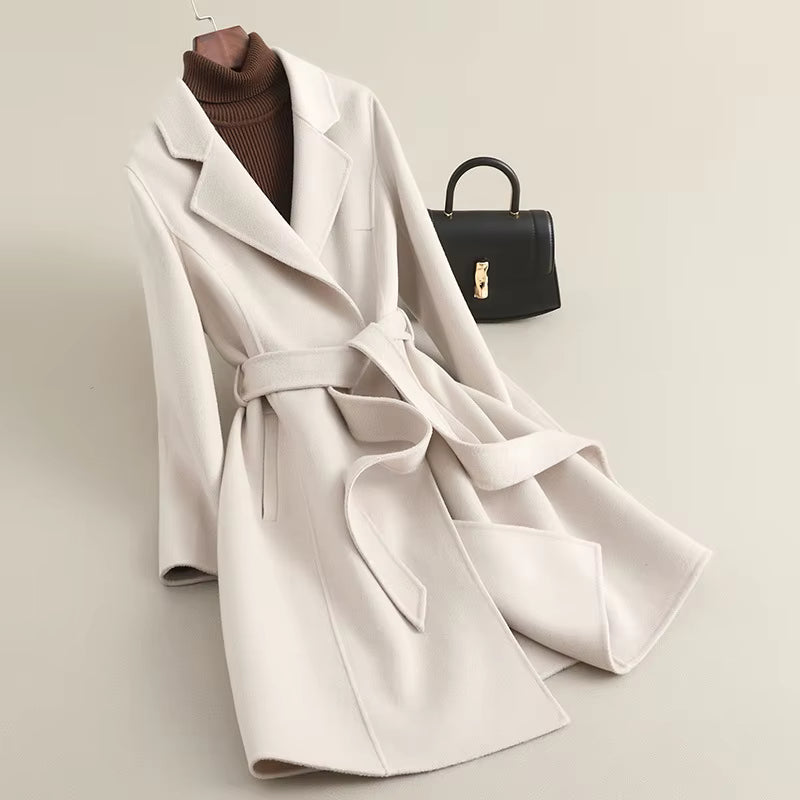 Women's Cashmere Wool Coat | Elegant Long Double-Sided Spring Coat - Windia