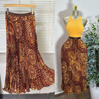 Women's Vintage High Waist Pleated Midi Skirt