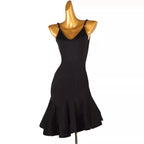 High-End Latin Dance Dress | Professional Ballroom Art Exam Dress | Black Strapless Silk/Cotton