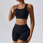 Women's 2-Piece Yoga Set – High Waist Sports Bra & Shorts or Leggings | Quick-Dry Gym Fitness Set