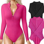 Women's Ribbed Long-Sleeve Zip-Front Bodysuit | Windia