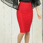 Women's High-Waist Stretch Midi Skirt