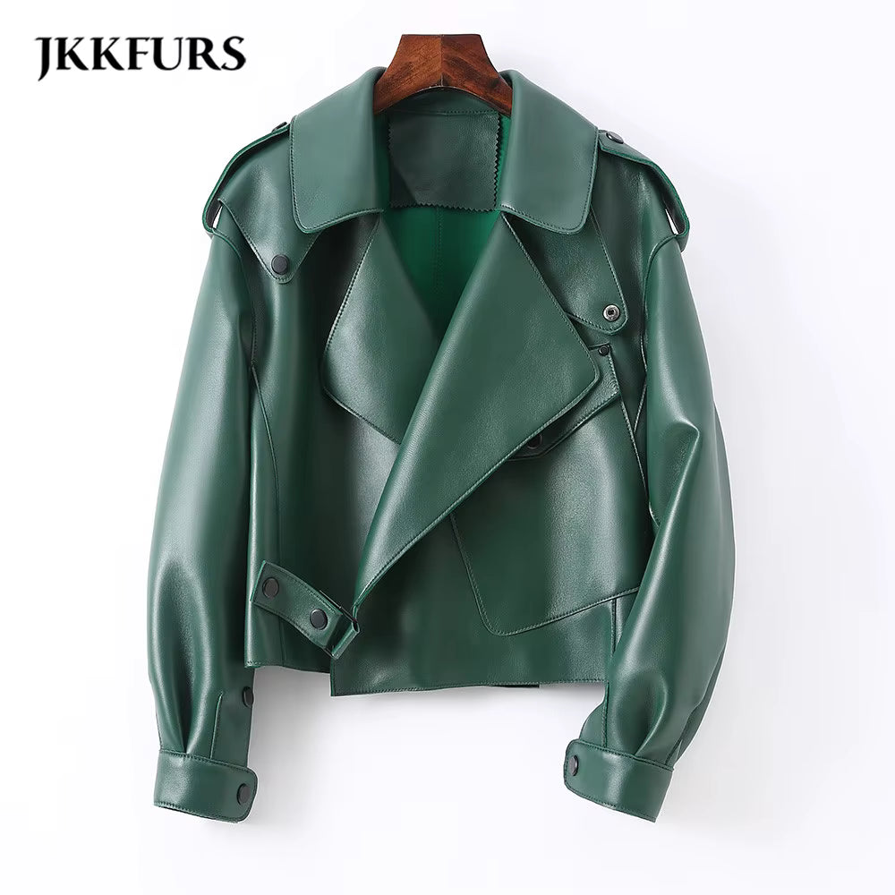 Sheepskin Leather Bomber Jacket - Windia