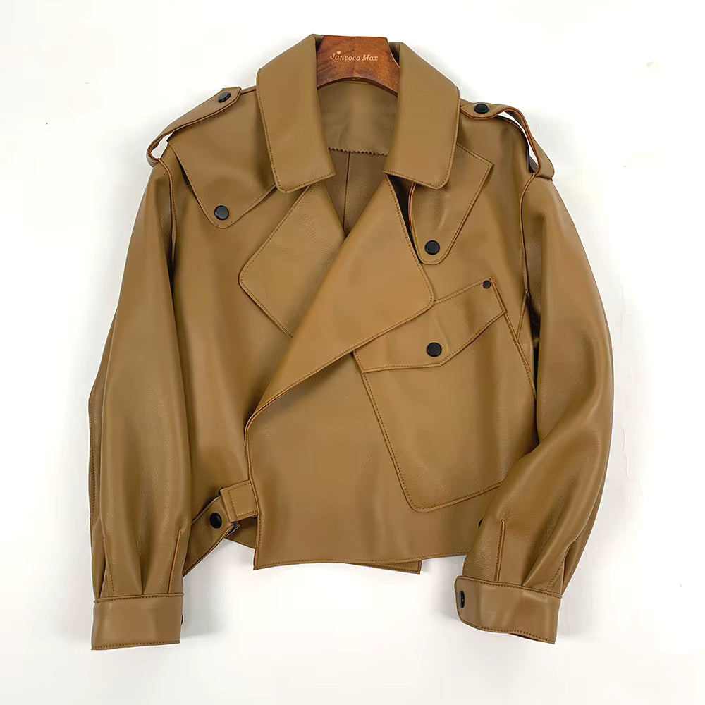 Sheepskin Leather Bomber Jacket - Windia