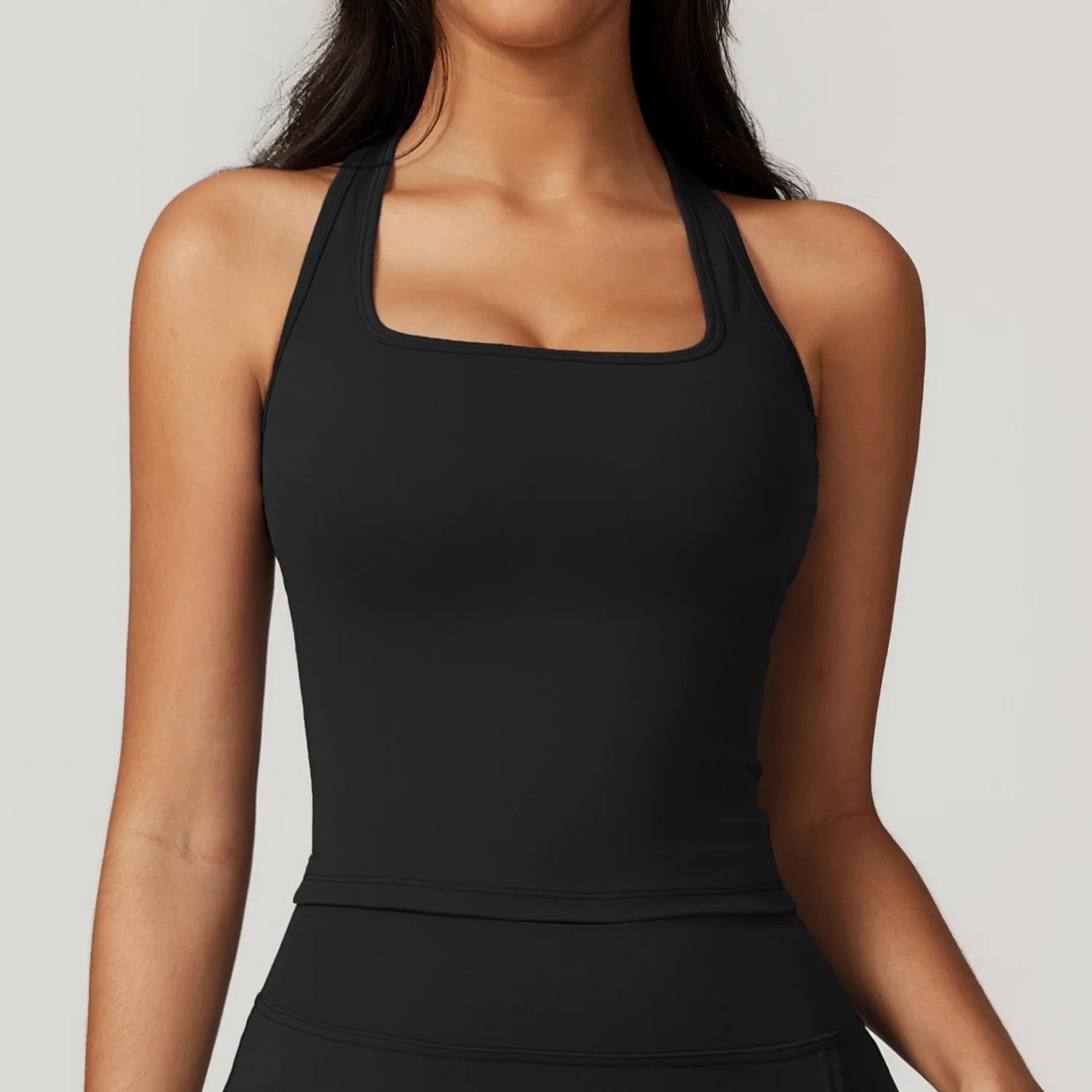 Women's Racerback Sports Bra | Square Neck Cropped Tank Top