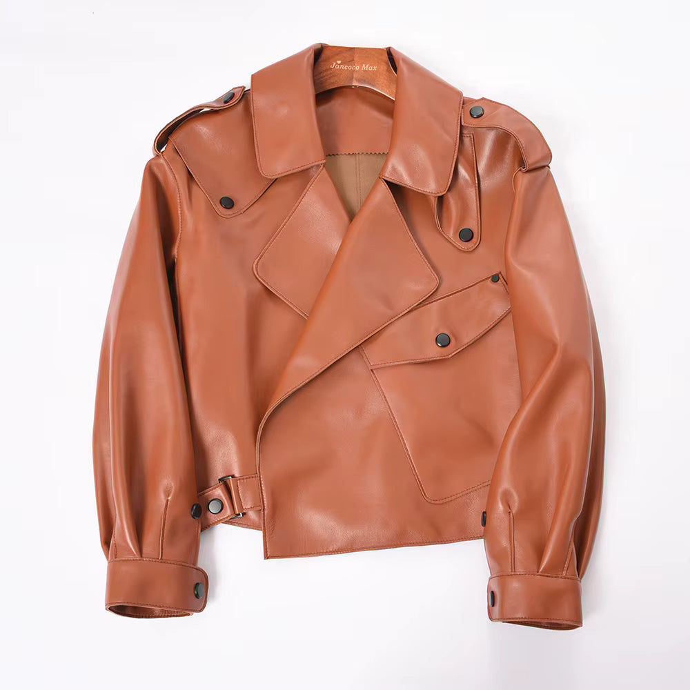 Sheepskin Leather Bomber Jacket - Windia