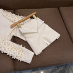 Stylish Asymmetric Design Lady Luxury Beading Notched Long Sleeve Blazer A-line Mini Skirt Women 2pcs