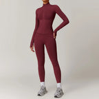 Windproof Seamless Full Zip Tracksuit Set for Women