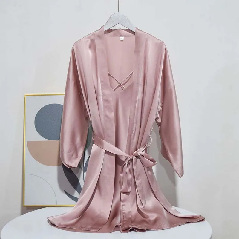 Heißer Verkauf Hohe Qualität Benutzerdefinierte Feste Pyjama Set Damen Seidenschlafanzug Roben Set für Frauen Robe 2-teiliges Set