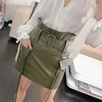 Sheepskin Leather Mini Skirt