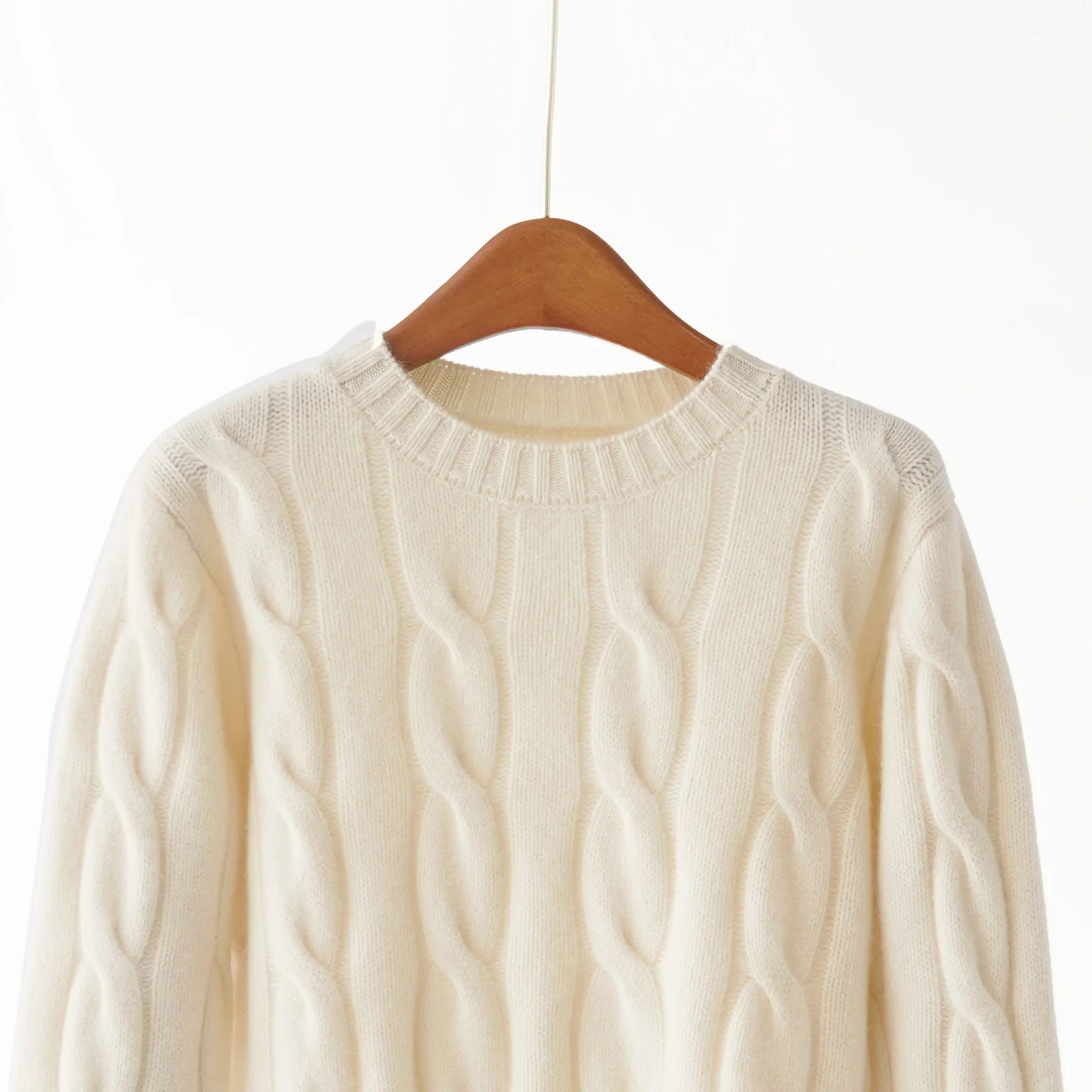 Kaschmir-Strick-Zweiteiler für Damen | Zopfstrickpullover & Hose mit weitem Bein | Loungewear für Herbst/Winter
