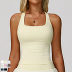 Women's Racerback Sports Bra | Square Neck Cropped Tank Top