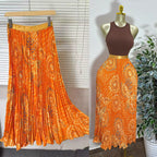 Women's Vintage High Waist Pleated Midi Skirt