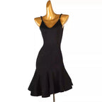 High-End Latin Dance Dress | Professional Ballroom Art Exam Dress | Black Strapless Silk/Cotton