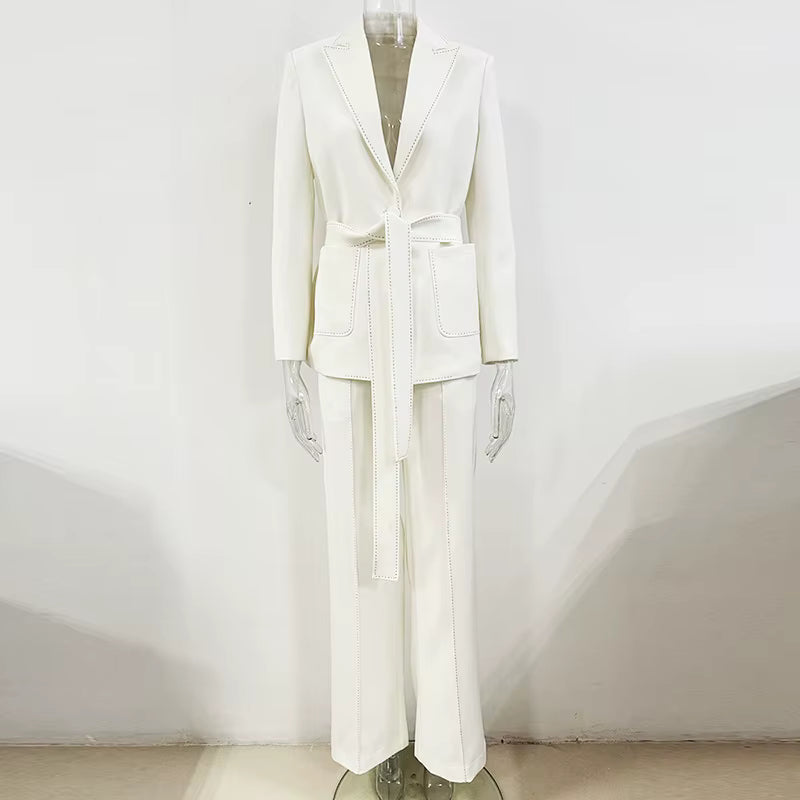 Women's Formal Blazer & Pants Set — Long Sleeve Office Suit