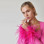 Ostrich Feather Long Sleeve Mini Dress – Women's Sexy Evening & Club Dress