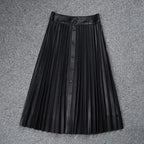Women's Genuine Sheepskin Pleated Maxi Skirt