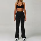 Beautiful Back Sports Bra & Flare Legging Set – Women's Nude Feel 2-Piece Gym Set