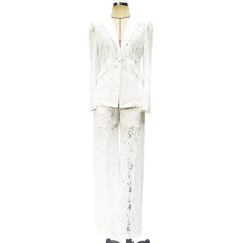 Lace Office Blazer & Pants Set – Women's 2-Piece Suit - Windia