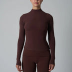 Women's Cotton-Spandex Long-Sleeve Fitted Tee