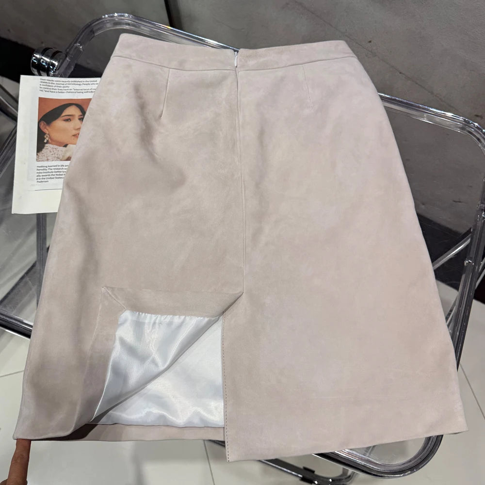 Women's Genuine Suede Leather Pencil Skirt | Windia