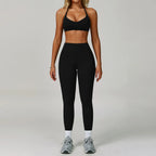 Beautiful Back Sports Bra & Flare Legging Set – Women's Nude Feel 2-Piece Gym Set
