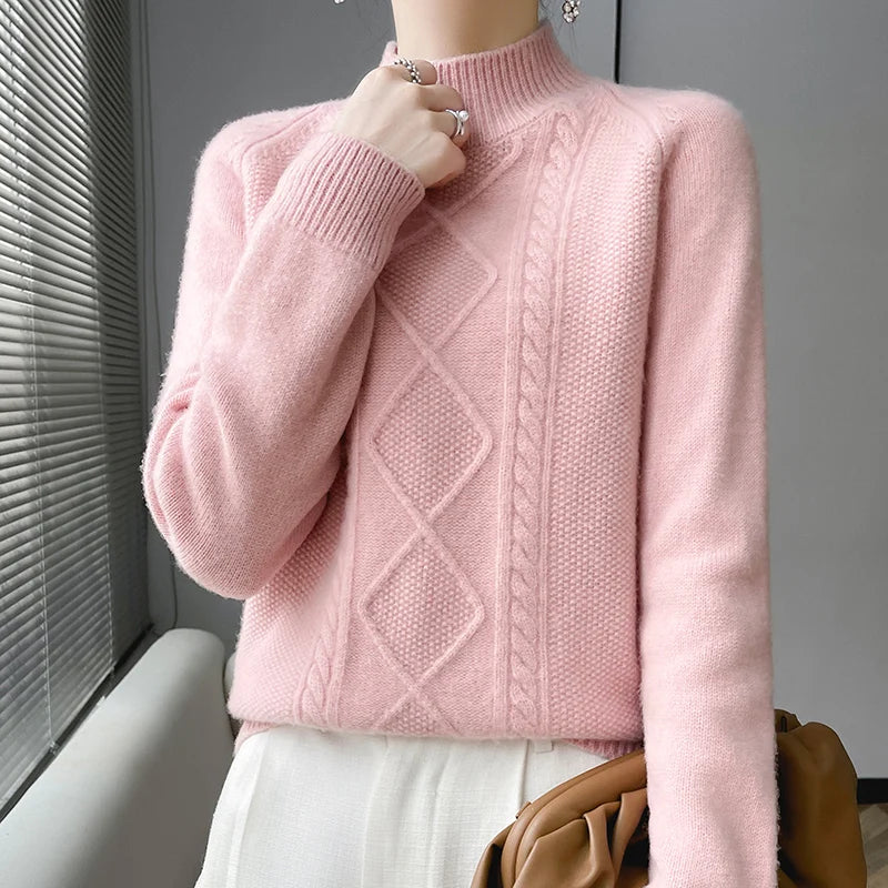 Women's Thick Wool Knit Sweater | Warm Winter Round-Neck Pullover