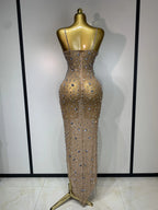 Women's Rhinestone Mesh Bodycon Evening Gown